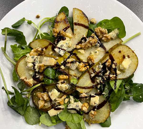 Fried Pear, Stilton & Walnut Salad