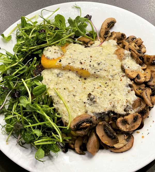 Polenta with Mushrooms and Stilton Sauce